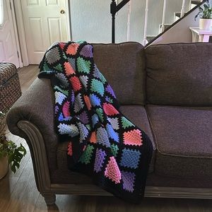 Homemade Granny Square Crochet Throw Blanket